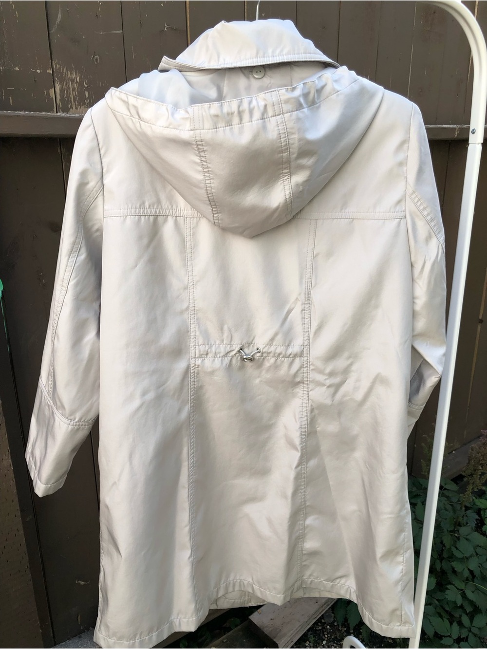 Classic Raincoat Cleo Petites Light Grey Trench Coat Jacket Removable Hood - Picture 5 of 9